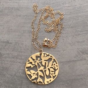 MRE 14K Gold Filled Statement Long Necklace w/Medallion
